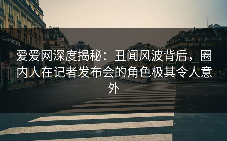 爱爱网深度揭秘：丑闻风波背后，圈内人在记者发布会的角色极其令人意外