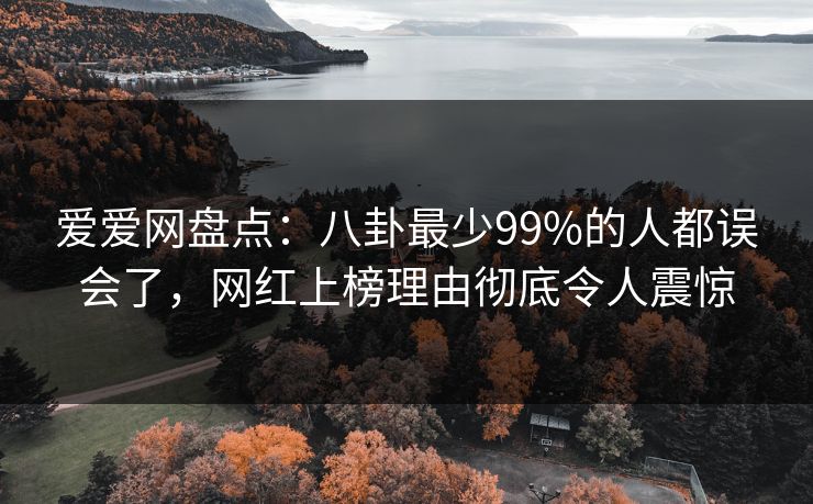 爱爱网盘点：八卦最少99%的人都误会了，网红上榜理由彻底令人震惊