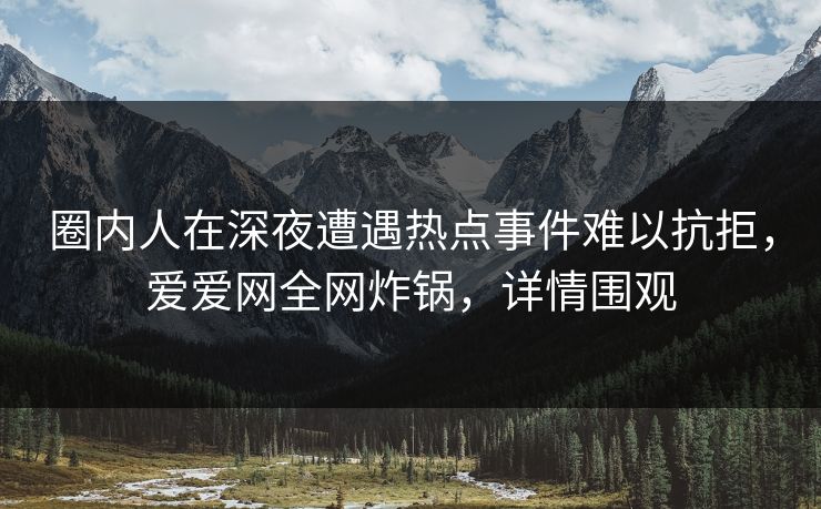 圈内人在深夜遭遇热点事件难以抗拒，爱爱网全网炸锅，详情围观